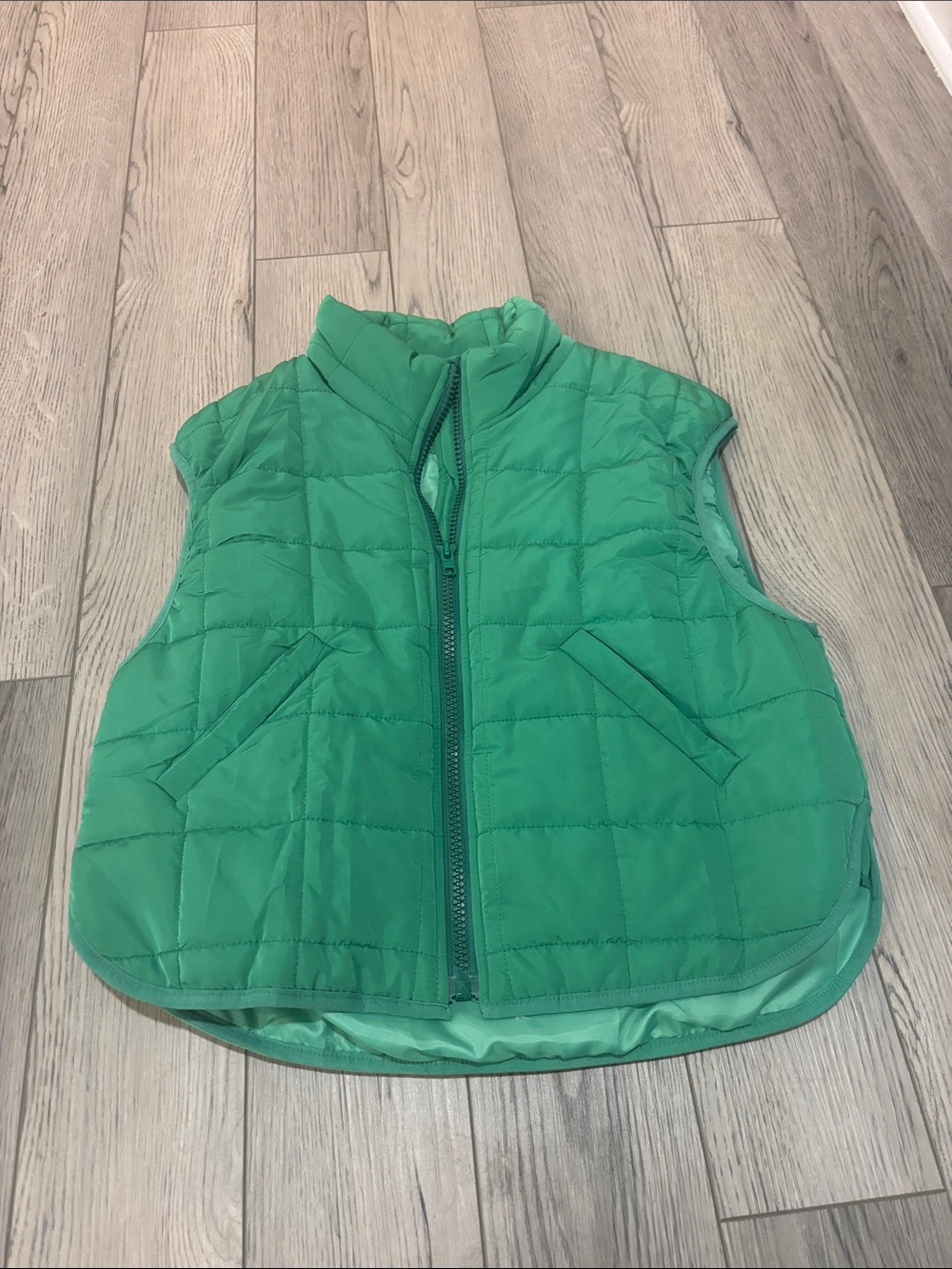 Womens Quilted Green Puffer Vest - Lightweight Small